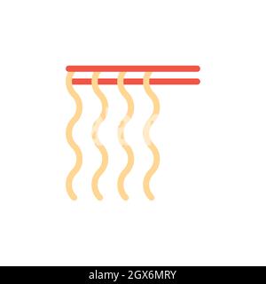 Symbol für rote Essstäbchen mit udon-Nudeln Stock Vektor