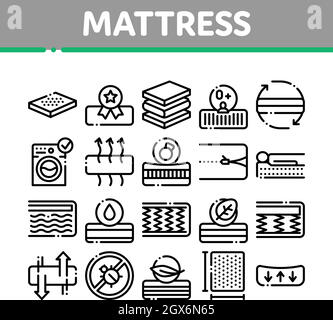 Matratze orthopädische Sammlung Icons Set Vector Stock Vektor