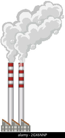 Fabrikschornsteine mit Rauch, der herauskommt Stock Vektor