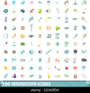 100 Innovation Icons set, cartoon-Stil Stock Vektor