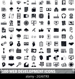 100 Web Entwicklung Icons Set, einfachen Stil Stock Vektor