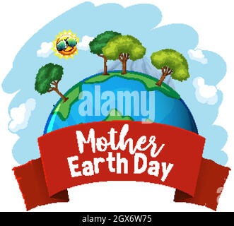 Poster Design für Mutter Erde Tag mit vielen Bäumen auf der Erde Stock Vektor