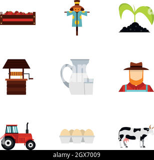 Landwirtschaft-Icons set, flach Stil Stock Vektor