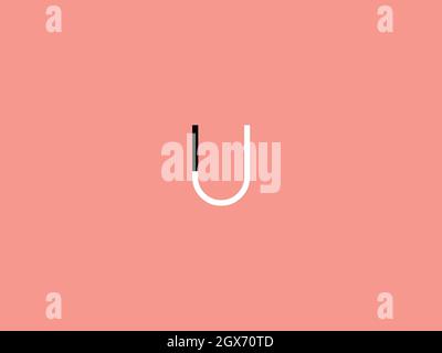 BUCHSTABEN J U LOGO-DESIGN MIT NEGATIVEM PLATZEFFEKT ZUR ILLUSTRATION Stock Vektor