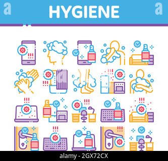 Symbole Für Die Sammlung Hygiene Und Gesundheitswesen Set Vector Stock Vektor