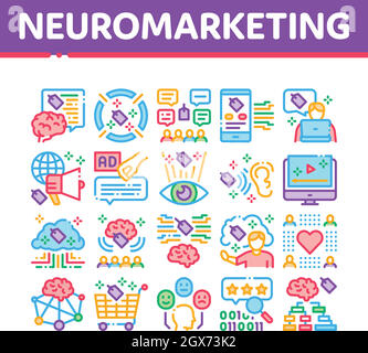 Neuromarketing Business Strategie Icons Set Vektor Stock Vektor