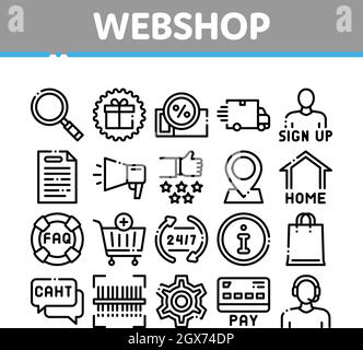 Webshop Internet Store Collection Icons Set Vector Stock Vektor