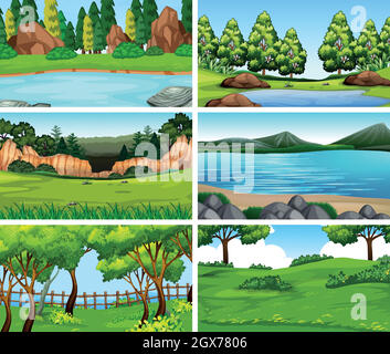 Szenenbilder in Naturumgebung Stock Vektor