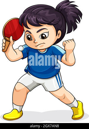 Eine asiatische Frau, die Tischennis spielt Stock Vektor