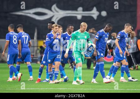 Warschau, Polen. September 2021. Team von Leicester City FC gesehen während der UEFA Europa League Group Stage match zwischen Legia Warszawa und Leicester City FC im Marshal Jozef Pilsudski Legia Warsaw Municipal Stadium.Final Score; Legia Warszawa 1:0 Leicester City FC. (Foto von Mikolaj Barbanell/SOPA Images/Sipa USA) Quelle: SIPA USA/Alamy Live News Stockfoto