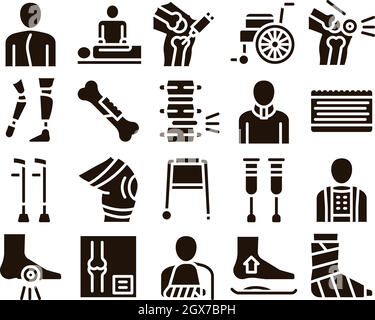 Orthopädische Sammlung Elemente Vector Icons einstellen Stock Vektor