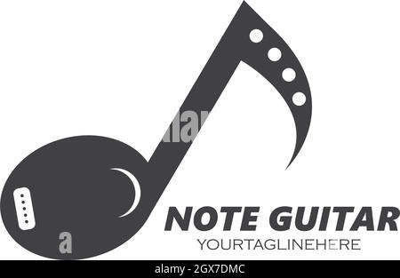 Gitarre Note Musik Konzept Symbol Logo Vektor Illustration Design Stock Vektor