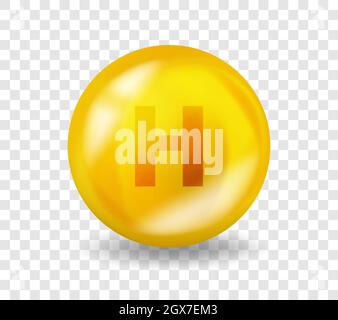 Vitamin H Biotin. Vitaminkomplex-Illustrationskonzept. H Biotin Pille Kapsel. 3D-Design für die Ernährung gelber Medikamente. Stock Vektor