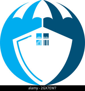 Logo-Vektor des Dachschirms Symbol der Versicherungsillustration Stock Vektor
