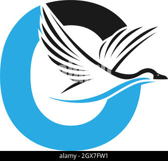 Buchstabe O mit Ente-Symbol-Logo Design-Illustration Stock Vektor