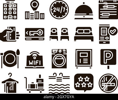 Hostel Elements Vector Sign Icons Set Stock Vektor