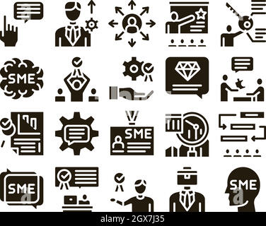 Sme Business Company Glyph Set Vector Stock Vektor