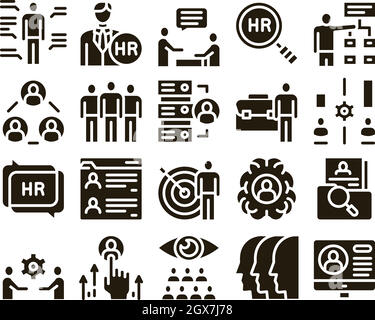 Hr Human Resources Glyph Set Vector Stock Vektor