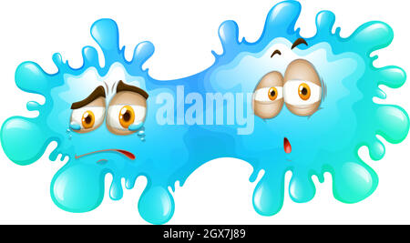 Trauriges Gesicht auf blauem Splash Stock Vektor