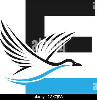 Buchstabe E mit Ente-Symbol-Logo Design-Illustration Stock Vektor