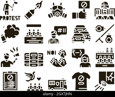 Protest And Strike Glyph Set Vector Stock Vektor