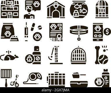 Pet Shop Sammlung Elemente Icons Set Vector Stock Vektor