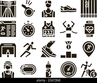 Marathon Sammlung Elemente Icons Set Vector Stock Vektor