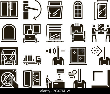 Pvc-Fensterrahmen Glyph Set Vector Stock Vektor