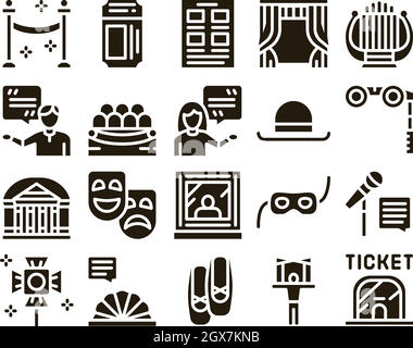 Theater Ausrüstung Glyph Set Vektor Stock Vektor