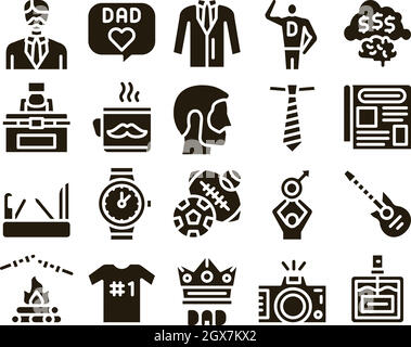 Vater Vater Vater Eltern Glyphe Set Vector Stock Vektor