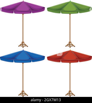 Vier farbenfrohe Regenschirme Stock Vektor