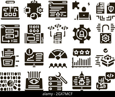 Symbole Für Softwaretests Und -Analysen Set Vector Stock Vektor