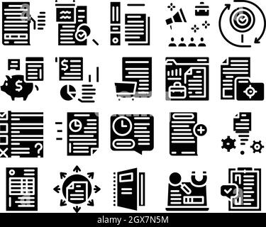 Vektorgrafik Für „Audit Finance Report Glyph Set“ Stock Vektor