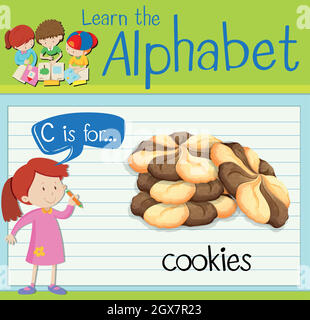 Flashcard Buchstabe C ist für Cookies Stock Vektor
