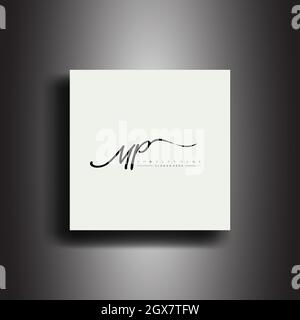MP Signature Stil Monogramm.kalligrafische Schrift Symbol und Handschrift Vektor-Kunst Design Stock Vektor