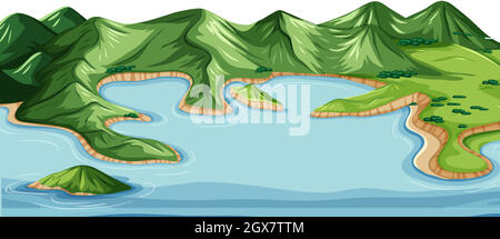 Land- und Wassergeographie Landschaft Stock Vektor