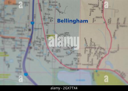 Karte der Stadt Bellingham, Washington Stockfoto