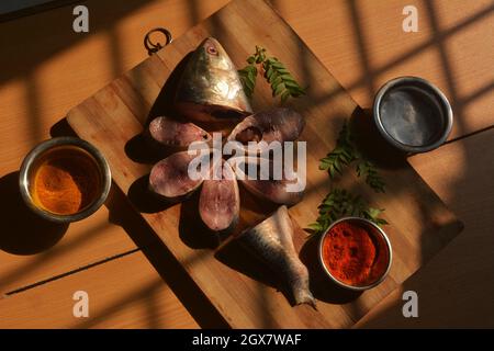 Hilsa Fisch Dekoration Photographie. Stockfoto