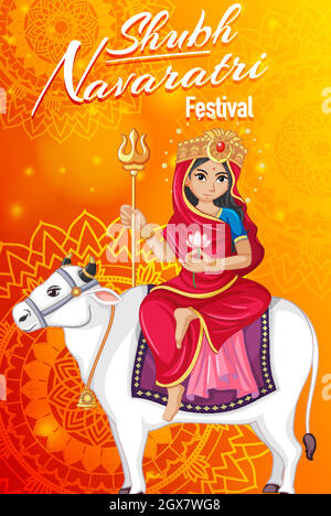 Navaratri Poster Design mit Göttin Stock Vektor