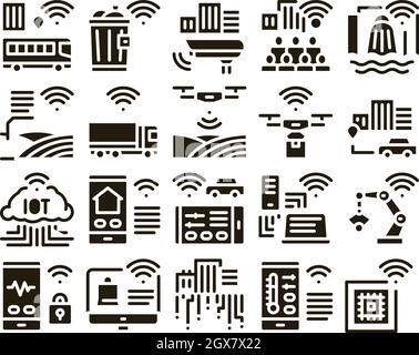 Internet Of Things Glyph Set Vector Stock Vektor