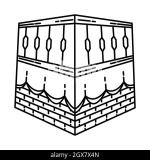 Kabah ist Teil der muslimischen Verehrung Aktivität Handgezeichnete Icon Set Vector. Stock Vektor