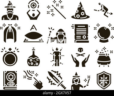 Assistent Magic Equipment Glyph Set Vector Stock Vektor