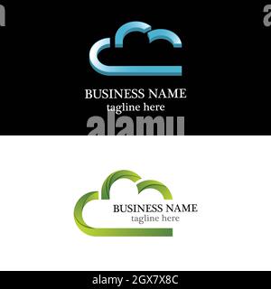 Design der Symbole für Vektorgrafiken mit Cloud-Logo Stockfoto