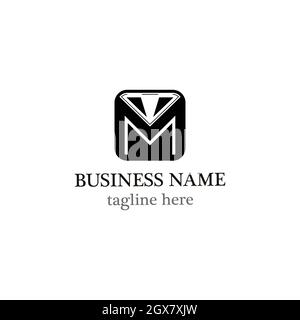 M Buchstabe Diamant Logo Vorlage Vektor Symbol Design Stockfoto