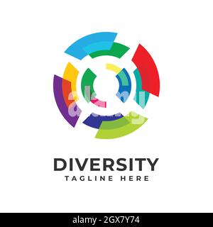 Moderne abstrakte Logo-Vielfalt und Zweisamkeit Stock Vektor