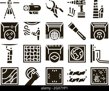 Stretch Deckenfliesen Glyph Set Vektor Stock Vektor