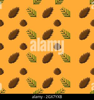 Winter nahtloses Muster mit Kiefernzweigen und Zapfen Stock Vektor