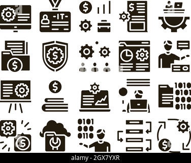 It Manager Developer Glyph Set Vector Stock Vektor