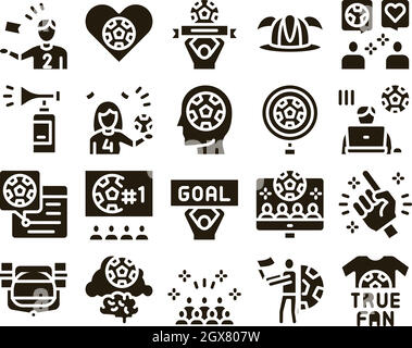 Fußball Fan Attribute Glyphe Set Vektor Stock Vektor