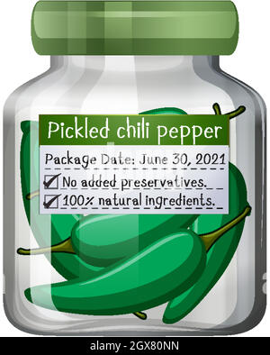 Eingelegter Chilischote im Glasgefäß Stock Vektor